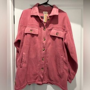 NWT Pink Simply Southern Jacket Shacket, Size Large